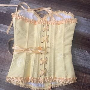 Yellow Lace-Up Corset Top